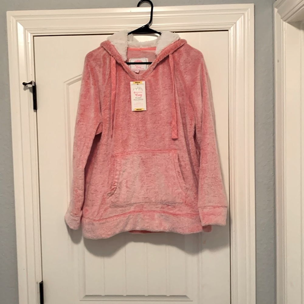 Member's Mark Cozy Plush Pullover Hoodie Womens Large M Coral/Red NWT